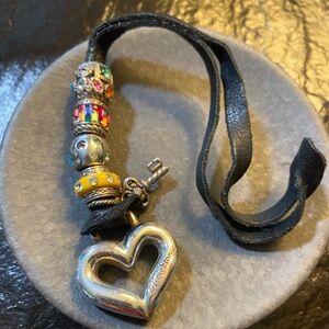 Brighton Black Leather Handbag charm WITH FIVE CHARMS INCLUDED